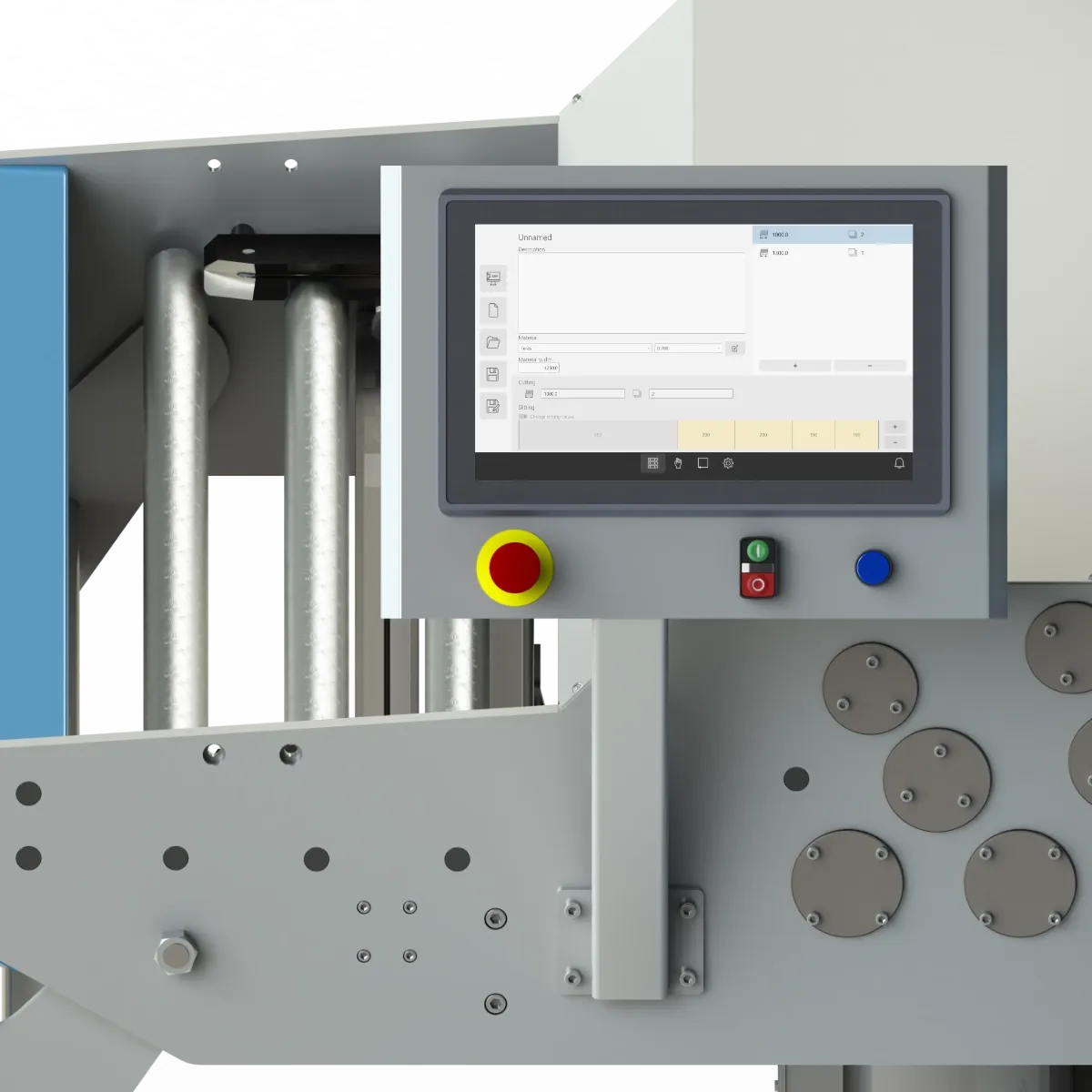Operator panel with a 15.6" touchscreen on the BP-1250 slitting line